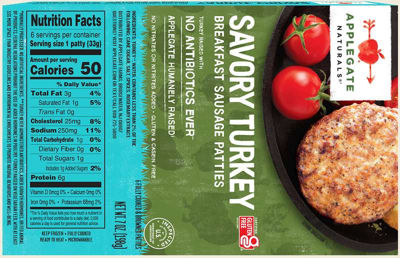 Products Breakfast Sausage Natural Peppered Turkey Breakfast Sausage Patties Applegate